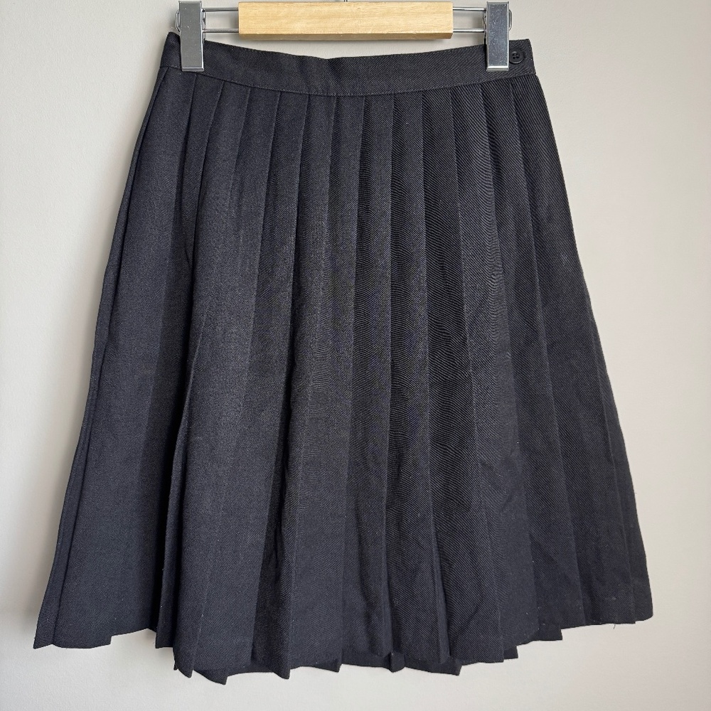 Dolci Mondo Vintage Accordion Pleated Knee Skirt‎ Black Sz 7/8 Schoolgirl Ballet